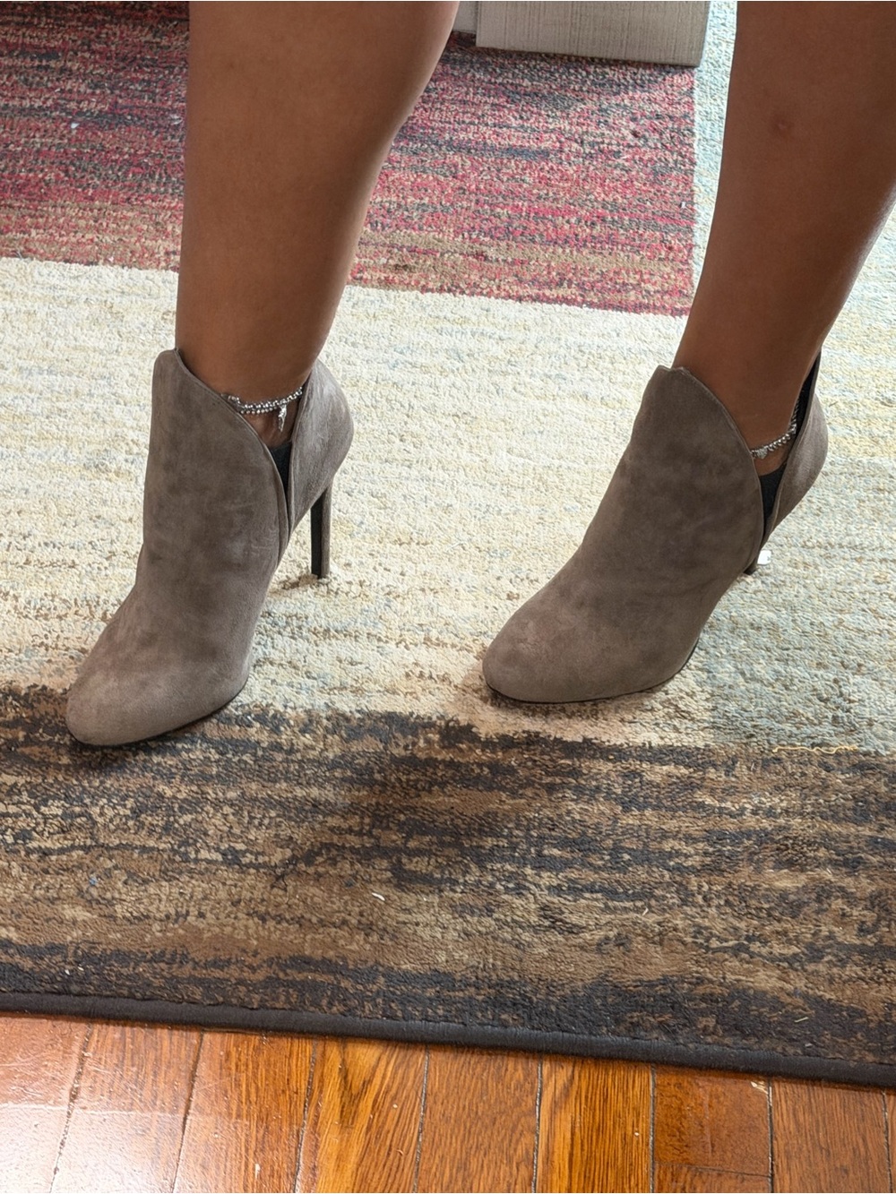 Nine West Grey Suede Pointed Toe Ankle Booties - Picture 6 of 10